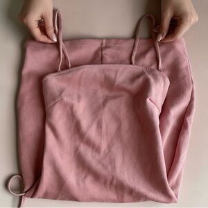 In The Style SarahAshcroft Blush Pink Faux Suede Lace Up Back Mini Dress UK6 NWT